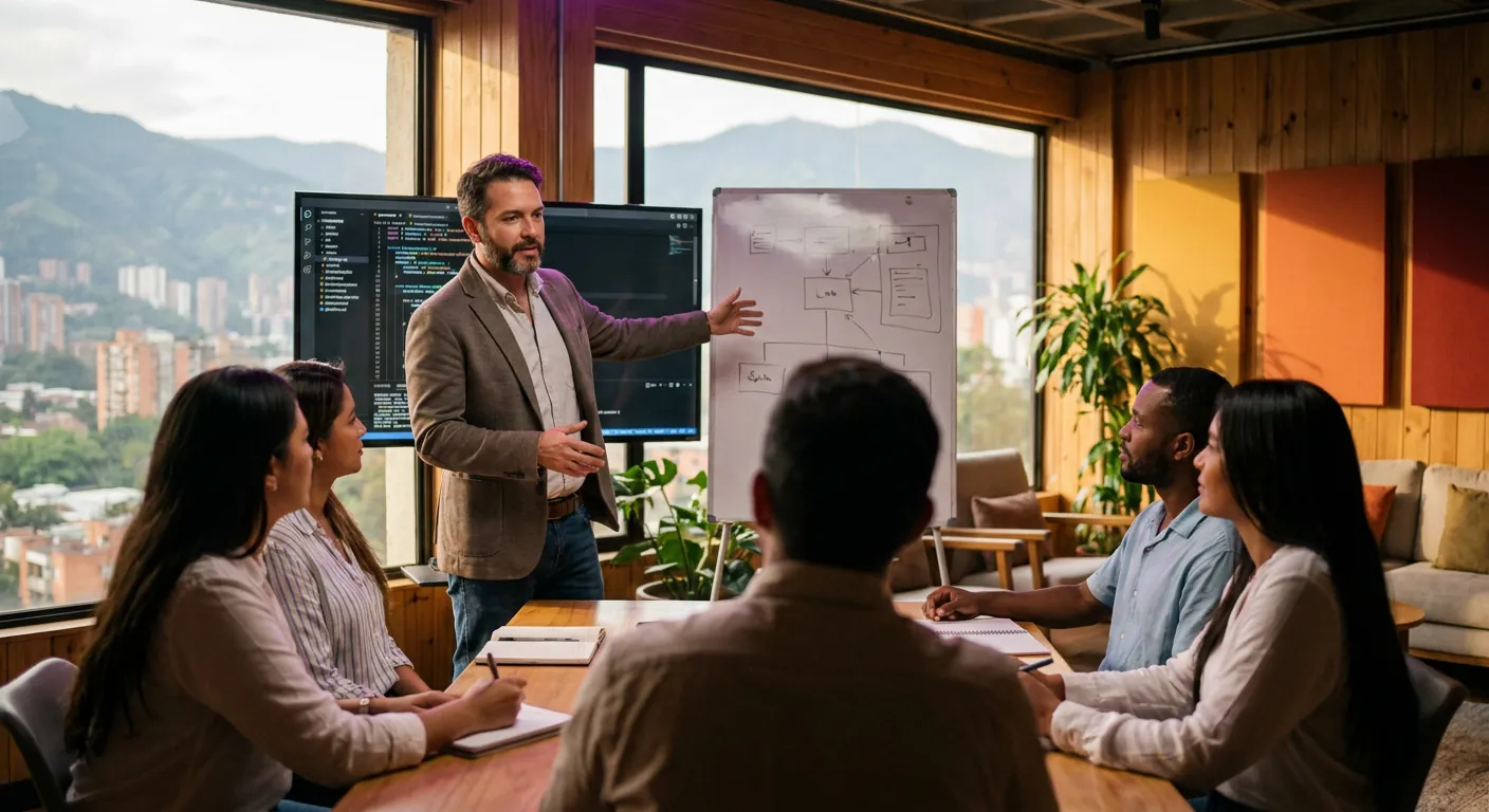 Santiago Vélez en un taller de Smart4AI en Medellín